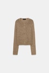 스페인샵 자라 청키 니트 라운드넥 가디건 2893/041/709 DARK TAN