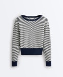 스페인샵 오이쇼 스트라이프 라운드넥 니트 스웨터 4392/275/408 NAVY BLUE