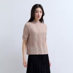그레인 쉐브론 숏 슬리브 블라우스_PPBLM325002 - 신세계백화점
