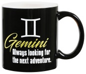 Horoscope Mug, Gemini: Always Looking For The Next Adventure, Black 11 oz. - Contemporary - Mugs - by Universal Direct Brands