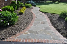 Irregular Flagstone Walkway w/ Brick Border on Concrete Base - Landscape - DC Metro - by Art Masonry Inc. | Houzz