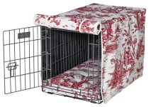 MicroVelvet Luxury Dog Crate Cover, Raspberry Red Toile - Contemporary - Dog Kennels And Crates - by Bowsers Pet Products