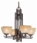 Vaxcel 4-LT Bronze Mission Chandelier Tea Stone Glass H0241 - Charcoal Chestnut - Craftsman - Chandeliers - by Vaxcel
