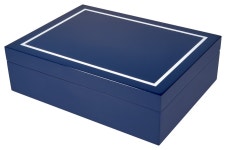 Wood Jewelry Box With Tray, Blue, White - Contemporary - Jewelry Boxes And Organizers - by Tizo Design