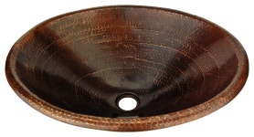 Premier Copper Products LO20RDB 20 Bathroom Sink Oval Self Rimming Hammered Co - Traditional - Bathroom Sinks - by Buildcom