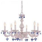 Crystorama Sutton 6 Light Amber Crystal Antique White Chandelier - Farmhouse - Chandeliers - by Crystorama Lighting