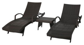 3-Pc Outdoor Adjustable Armed Chaise Lounge Set - Tropical - Outdoor Lounge Sets - by ShopLadder