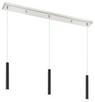 Forest 3 Light Billiard in Brushed Nickel with 12 Matte Black Shade - Contemporary - Kitchen Island Lighting - by LAMPS EXPO
