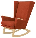 Wingback Mid Century Modern Handcrafted Rocking Chair, Rust - Contemporary - Rocking Chairs - by Lewis Interiors