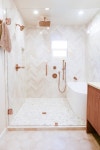 A Warm Modern Oasis - Modern - Bathroom - Los Angeles - by Yucaipa Kitchen & Bathroom Designs & Remodeling | Houzz