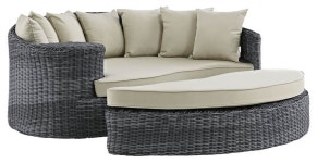 2-Pc Outdoor Daybed Set in Beige - Tropical - Outdoor Lounge Sets - by ShopLadder