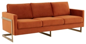 LeisureMod Lincoln Modern Velvet Sofa With Gold Frame - Contemporary - Sofas - by LeisureMod | Houzz