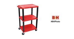 Luxor Three-Shelf Plastic Utility Cart 42 (Red) UCPL1R-B B&H Luxor Three-Shelf Plastic Utility Cart 42 (Red)
