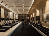 하이엔드 헬스장 3D 공간 모델 (웹툰 배경 사용 가능 - 크몽