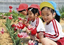 中区・花川幼稚園児ら　ばらの都苑でチューリップ観賞：中日新聞しずおかWeb
