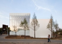 White Block Gallery by SsD features fritted glass facades White Block Gallery by SsD features fritted glass designed to evoke... 