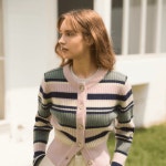 롯데면세점 [에브모우] TASMANIA WOOL STRIPE CARDIGAN