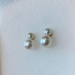 ゴールド 新品未使用 あこや真珠9mm&6mm 2wayピアス Upu7r-m94735551959 K18 スタッド