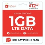         $12.91/mo Red Pocket Phone Plan: unlimited talk & text + 1GB LTE - any major network $154.99 + FS     $12.91/mo Red... 