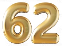 Gold 3d number 62 36304784 PNG Gold 3d number 62