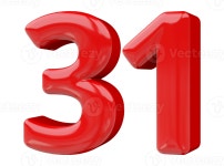 Red 3D Number 31 46645546 PNG Red 3D Number 31