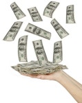 Many dollars falling on womans hands — Stock Photo © vovan13 #12418400 Many dollars falling on womans hands