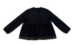 스테이데이 도트 프릴 코튼 소매 셔링 블라우스