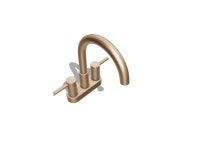 allen + roth Harlow Brushed Bronze 4-in centerset 2-handle WaterSense Bathroom Sink Faucet with Drain and Deck Plate in the... 