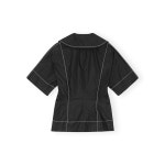 골디 - (국내배송) 24FW 가니 블랙 코튼 포플린 랩 블라우스 F9338 099 (국내배송) 24FW 가니 블랙 코튼 포플린 랩 블라우스 F9338 099
