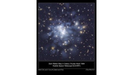 Compass and Scale Image for Abell 1689 Dark Matter Map | HubbleSite Compass and Scale Image for Abell 1689 Dark Matter Map 
