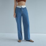 www.stylenanda.com 유니크투톤배색 여유핏데님팬츠