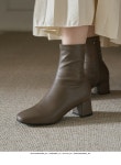 09WOMEN - 엘라비 레더 스판 앵클 부츠(3cm,5cm) 72343
