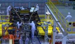 NASA SVS | Webb Telescope’s Secondary Mirror Support Structure and Secondary Mirror is Stowed in Preparation for Being Loaded... 