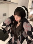 스와니모드 루즈핏 아가일 니트 가디건