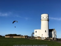 Paraglider near Hunstanton lighthouse © Richard Humphrey cc-by-sa/2.0 :: Geograph Britain and Ireland Paraglider near Hunstanton... 