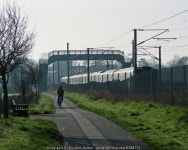 The Genome Path and a southbound train © John Sutton cc-by-sa/2.0 :: Geograph Britain and Ireland The Genome Path and a... 