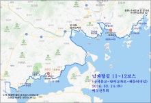남파랑길 11, 12코스(구서분교~배둔시외버스터미널) 산행계획... 백두산우회 남파랑길 11, 12코스(구서분교~배둔시외버스터미널) 산행계획