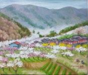 신대식, 순천 황전 계월마을에서, 유화 10호 F - 예술인 작품활동 공연모습 - 문화의 거리 예술인회 신대식, 순천 황전 계월마을에서, 유화 10호 F