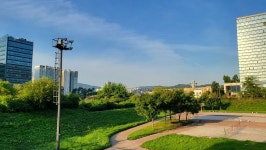 [성남 판교가볼만한곳] 분당 ＜테크노벨리 테크노파크공원＞ 자연과 첨단과학과 일상의 조화, 아침 햇살아래 운중천 엔시소프트빌딩 - 경기인천...