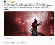 게이머의 절반 이상이 싱글 플레이를 선호하지만 게임사는 라이브 서비스를 쫓고있다. - 웃긴자료 ‥‥‥‥‥、 - 도탁스 (DOTAX) 게이머의 절반... 