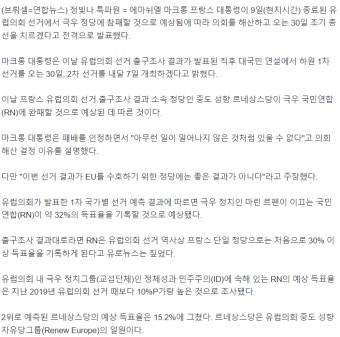 마크롱, 유럽의회 선거 참패에 의회 해산…이달 30일 조기총선 - 웃긴자료 ‥‥‥‥‥、 - 도탁스 (DOTAX) 마크롱, 유럽의회 선거 참패에 의회...