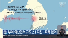 부여 외산면서 규모 2.1 지진…피해 없어 - kakaoTV 부여 외산면서 규모 2.1 지진…피해 없어