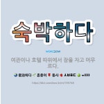 🌟숙박하다: 여관이나 호텔 따위에서 잠을 자고 머무르다. - 표준국어대사전