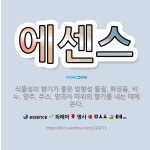 🌟에센스: 식물성의 향기가 좋은 방향성 물질. 화장품, 비누, 양주, 주스, 양과자 따위의 향기를 내는 데... - 표준국어대사전