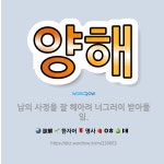 🌟양해: 남의 사정을 잘 헤아려 너그러이 받아들임. - 표준국어대사전