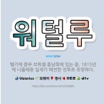 🌟워털루: 벨기에 중부 브뤼셀 동남쪽에 있는 읍. 1815년에 나폴레옹 일세가 패전한 전투로 유명하다. - 표준국어대사전