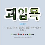 🌟괴임목: → 굄목. (굄목: 물건의 밑을 받쳐서 괴는 나무.) - 표준국어대사전