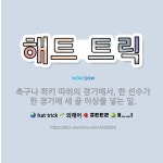 해트 트릭: 축구나 하키 따위의 경기에서, 한 선수가 한 경기에 세 골 이상을 넣는 일. - 표준국어대사전