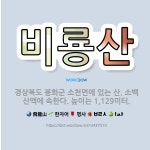 🌟비룡산: 경상북도 봉화군 소천면에 있는 산. 소백산맥에 속한다. 높이는 1,129미터. - 표준국어대사전