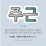 🌟주근: 철근 콘크리트 건물의 기둥이나 대들보. 또는 재(材)의 길이 방향으로 넣는 철근. - 표준국어대사전